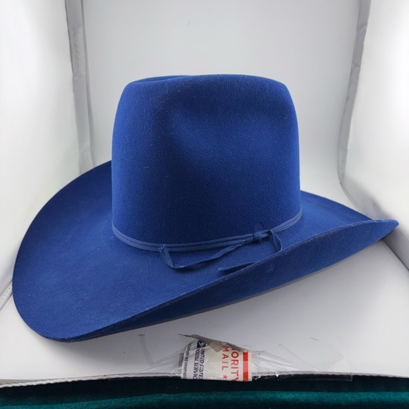 Vintage American Hat Makers Blue Cattleman Cowboy Hat Felt Size 6 7/8 - Picture 6 of 15